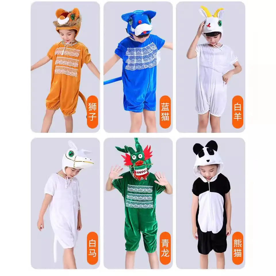 White Rabbit Hooded Suit for Kids Animal Performance Clothing