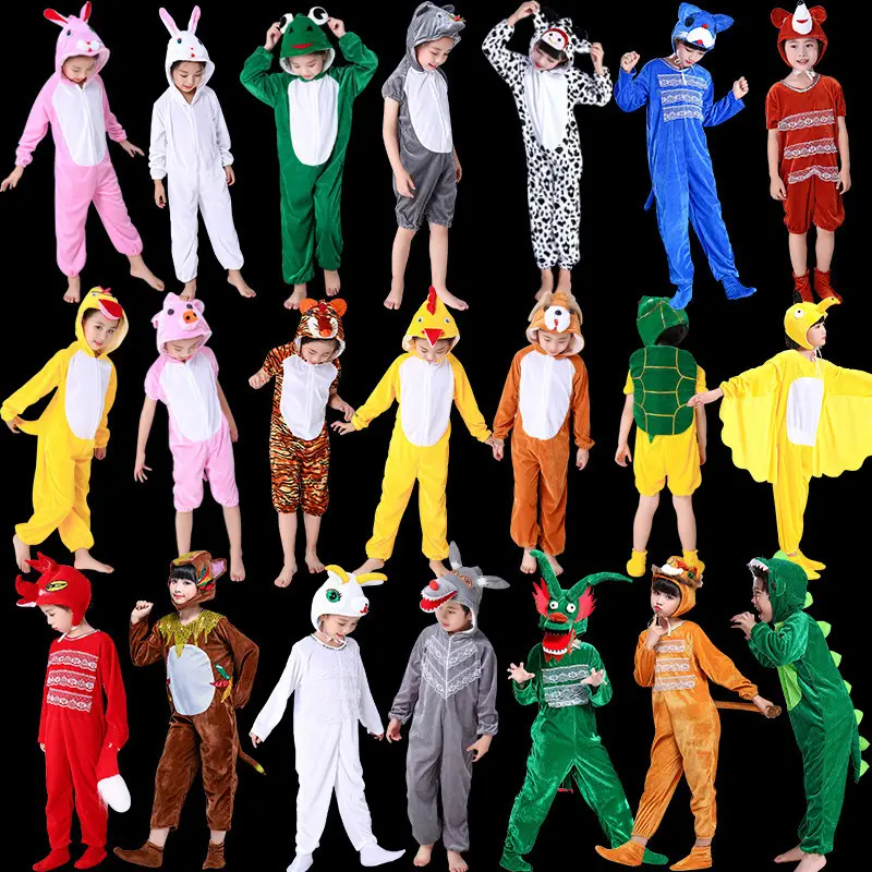 White Rabbit Hooded Suit for Kids Animal Performance Clothing