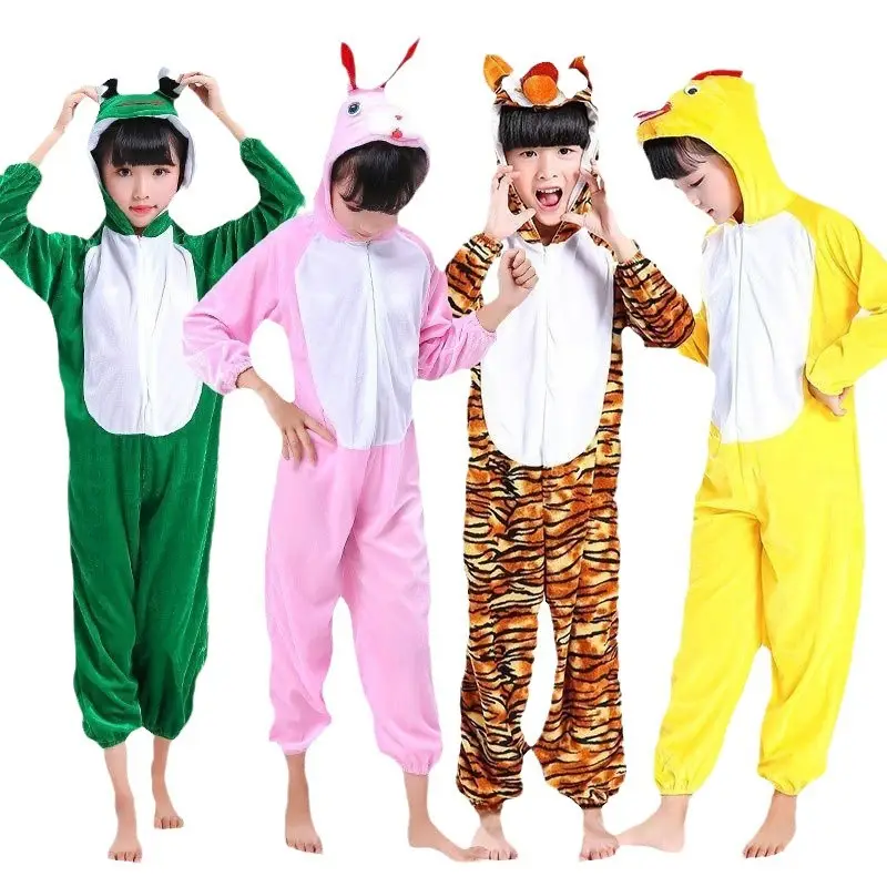 White Rabbit Hooded Suit for Kids Animal Performance Clothing