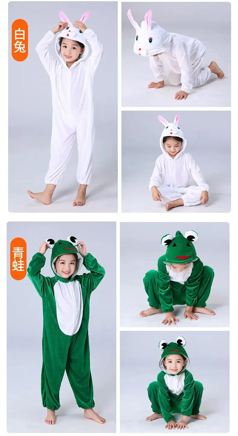White Rabbit Hooded Suit for Kids Animal Performance Clothing — feature 5