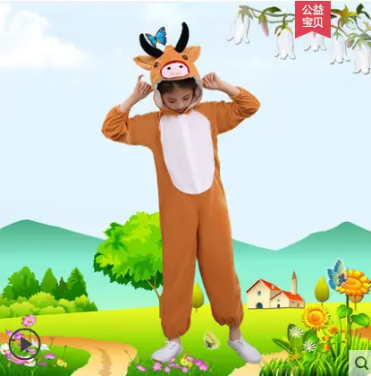 White Rabbit Hooded Suit for Kids Animal Performance Clothing