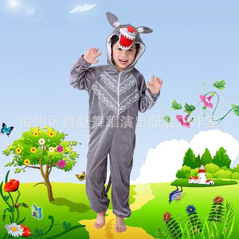 White Rabbit Hooded Suit for Kids Animal Performance Clothing