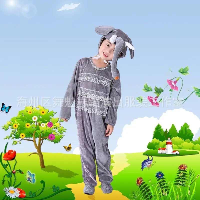 White Rabbit Hooded Suit for Kids Animal Performance Clothing