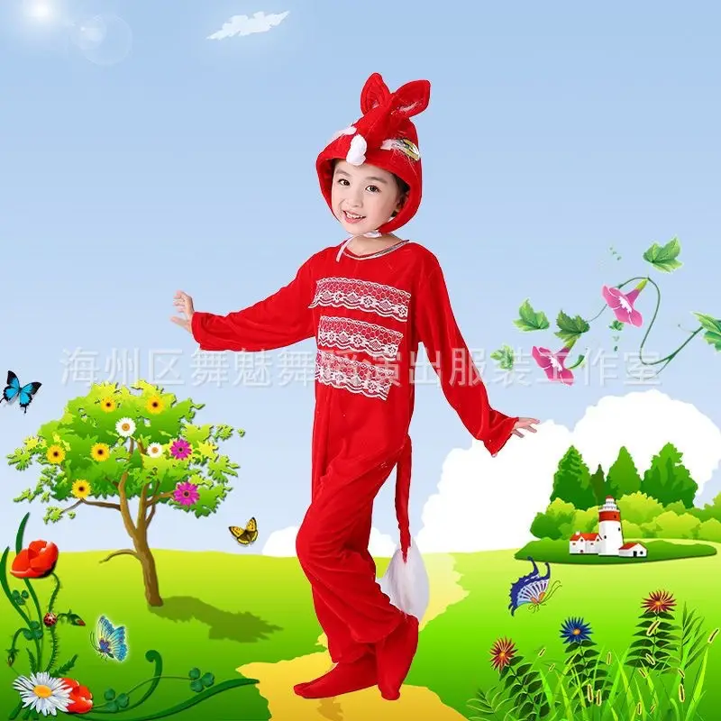 White Rabbit Hooded Suit for Kids Animal Performance Clothing