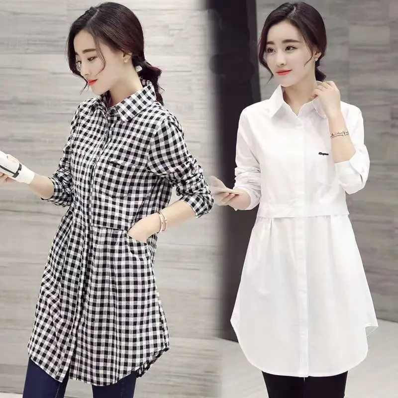 Women's New Plaid Shirt Long Sleeve Spring Fall Loose Large - Image 6