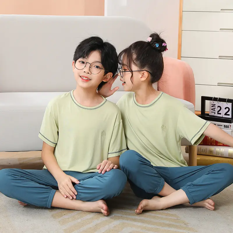 Pink Modal Pajama Set for Kids Girls Air Conditioner Wear - Image 6