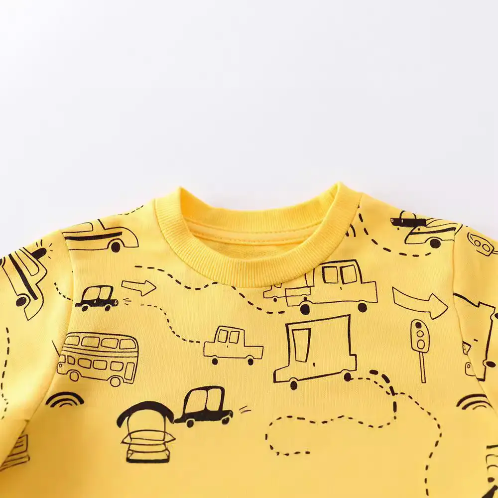 Boys Girls Cartoon T-Shirt Yellow Kitten Print - Image 2