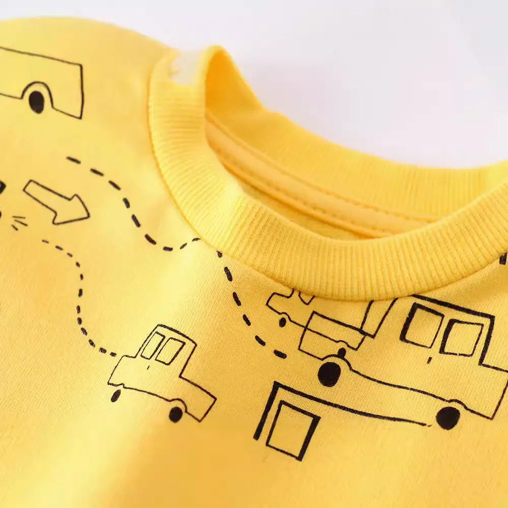 Boys Girls Cartoon T-Shirt Yellow Kitten Print - Image 3