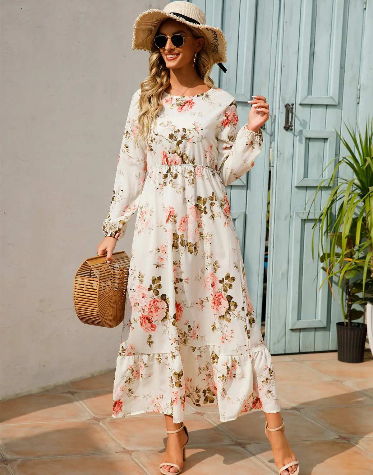 Women Floral Long Dress Black Spring 2022 - Image 22