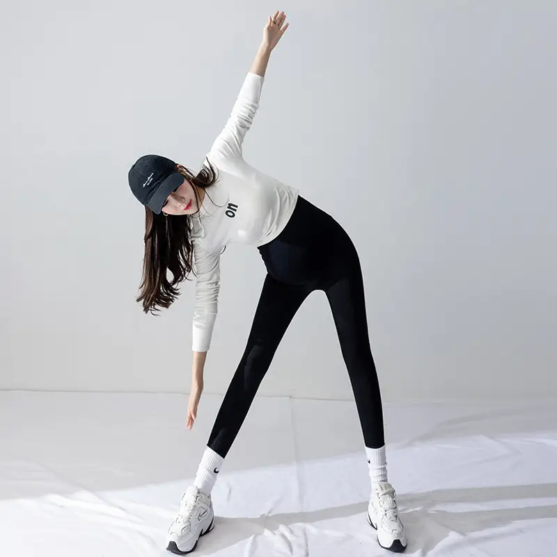 Maternity Yoga Pants Black Elastic Leggings - Image 10
