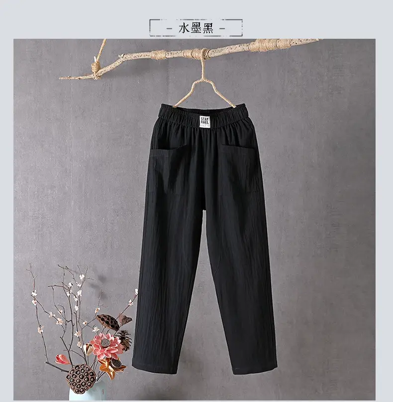 Women White High Waist Slimming Pants Cropped Casual — feature 5