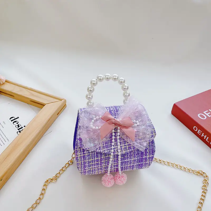 Little Princess Crossbody Bag with Pearl Chain - Image 2