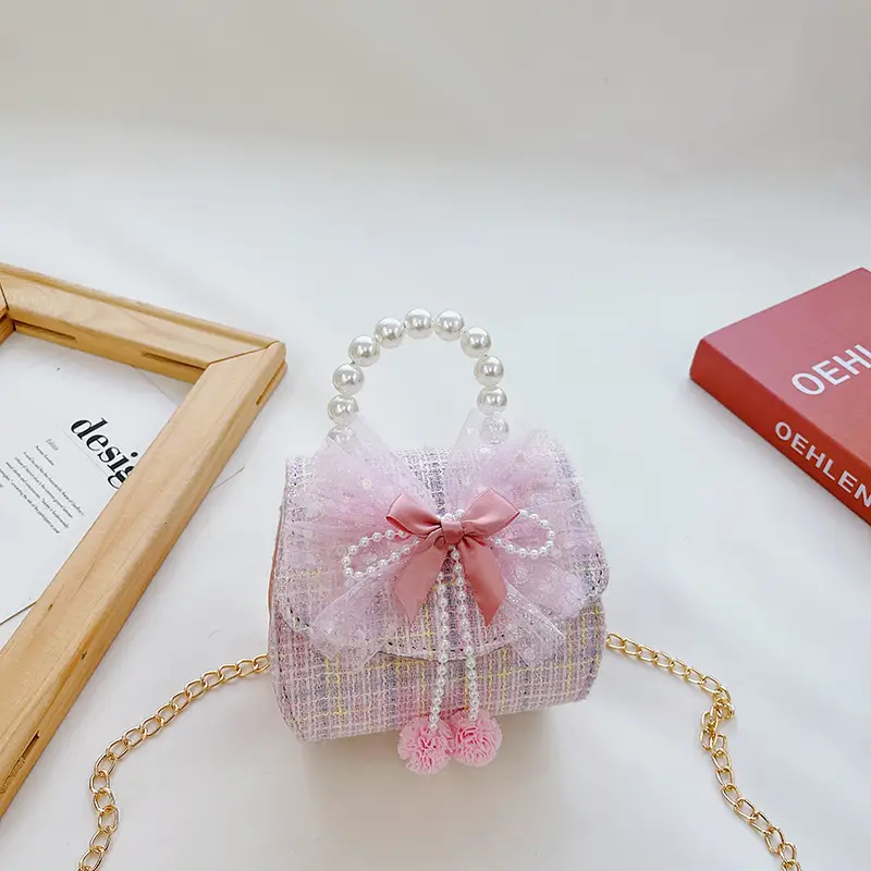 Little Princess Crossbody Bag with Pearl Chain - Image 3
