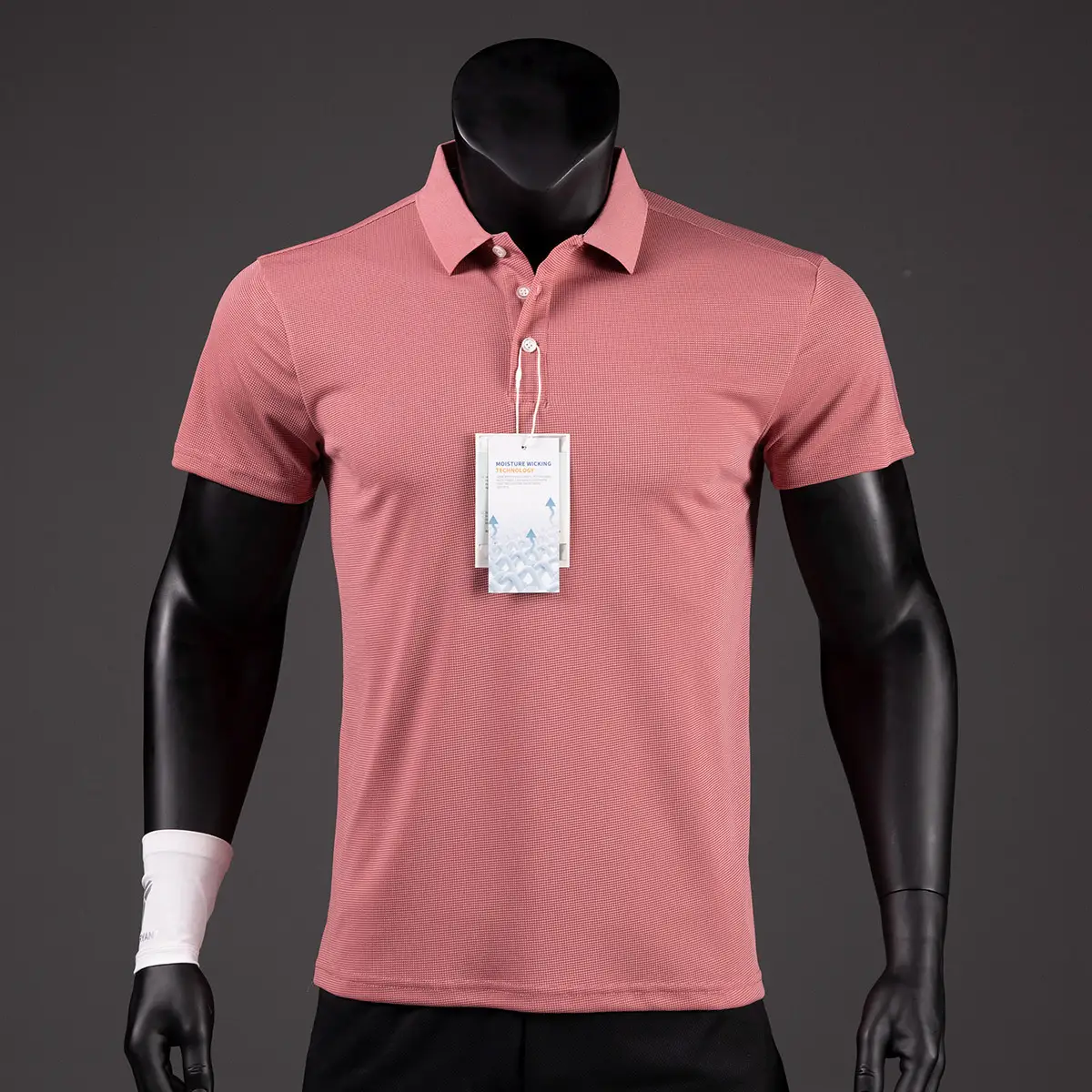 Red Polo Shirt with Custom Logo, Sweat-Wicking, Quick-Drying