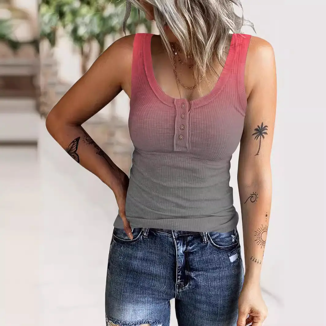 Women's Blue Sleeveless Vest with Button Front - Image 9