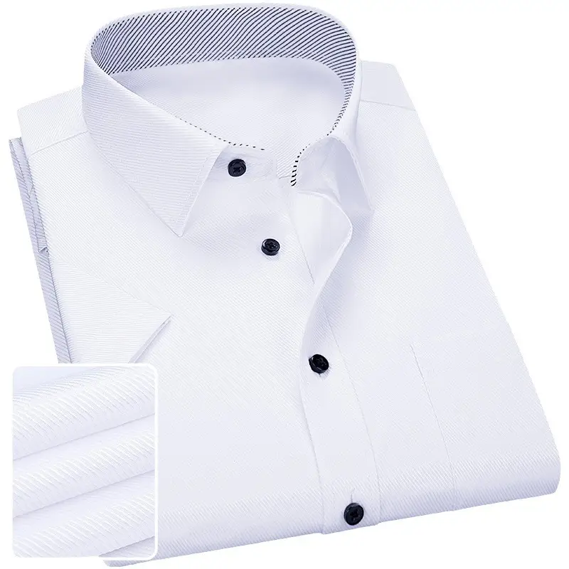 Men's Light Blue Lining Short Sleeve Shirt for Weddings & Business