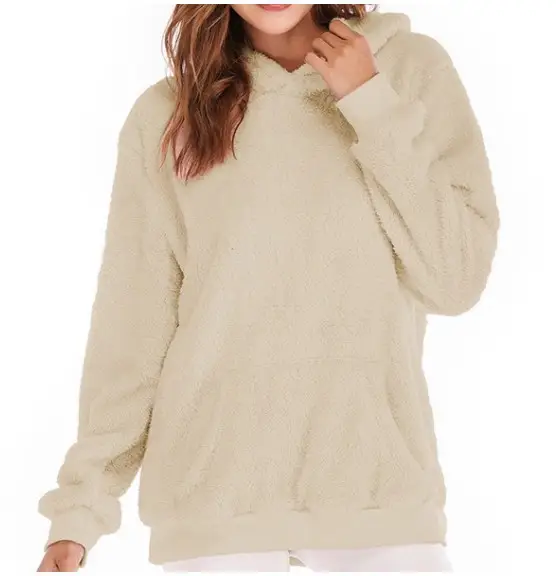 Pink Fleece Hooded Plus Size Women's Top Coat - Image 8