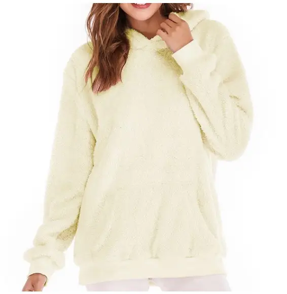 Pink Fleece Hooded Plus Size Women's Top Coat - Image 10
