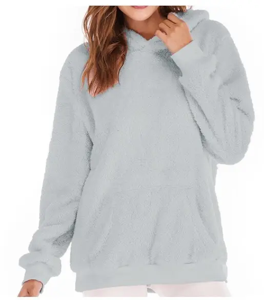 Pink Fleece Hooded Plus Size Women's Top Coat