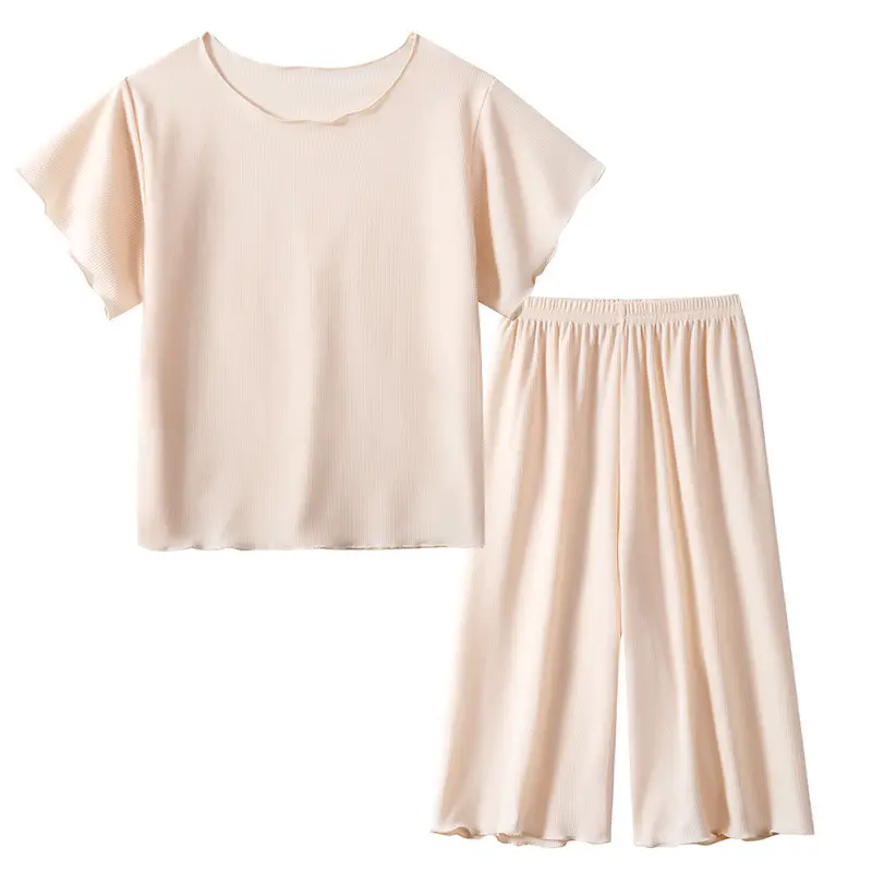 Girls Pajama Set Light Blue Ice Silk Spring Summer - Image 2