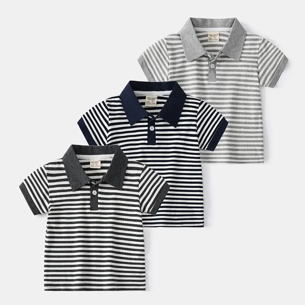 Boys Striped Cotton Polo Shirt 2023 Summer - Image 4