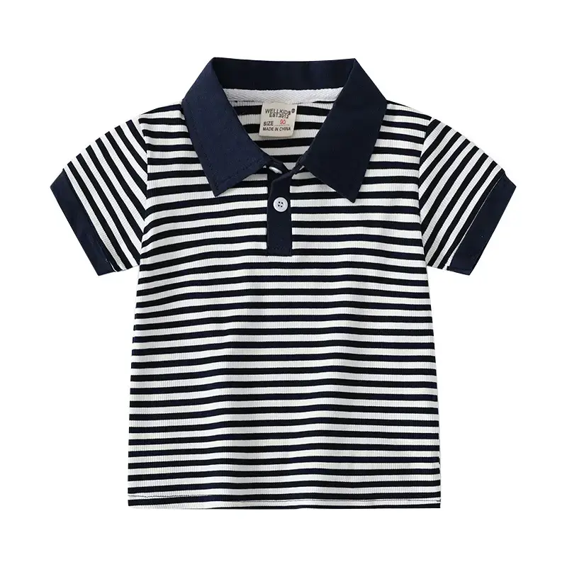 Boys Striped Cotton Polo Shirt 2023 Summer - Image 7
