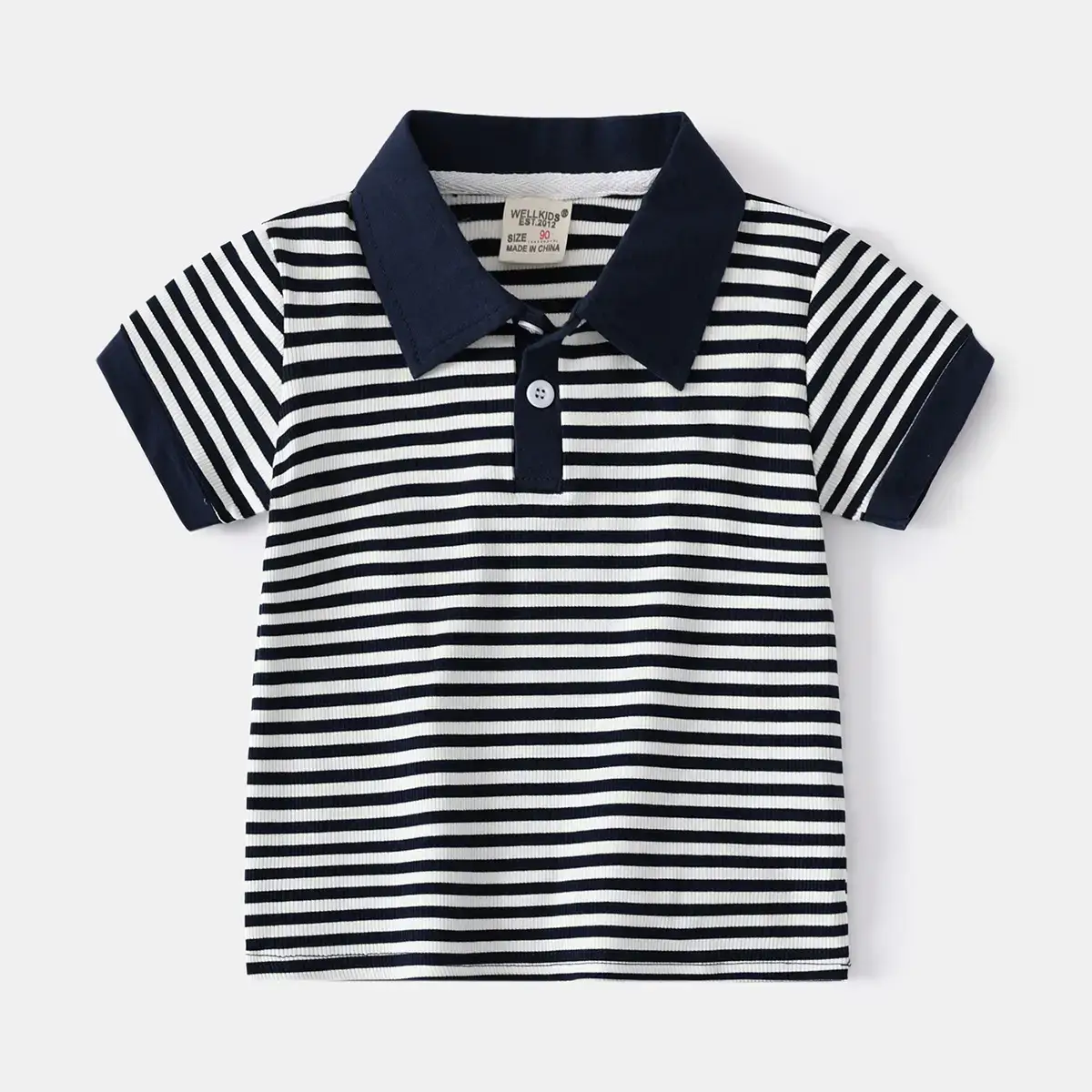 Boys Striped Cotton Polo Shirt 2023 Summer - Image 3