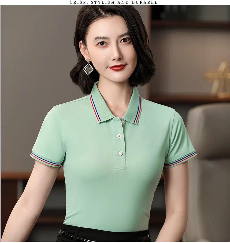Men & Women Blue Polo Shirt with Logo Print — feature 12