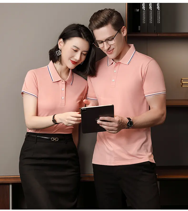 Men & Women Blue Polo Shirt with Logo Print — feature 22