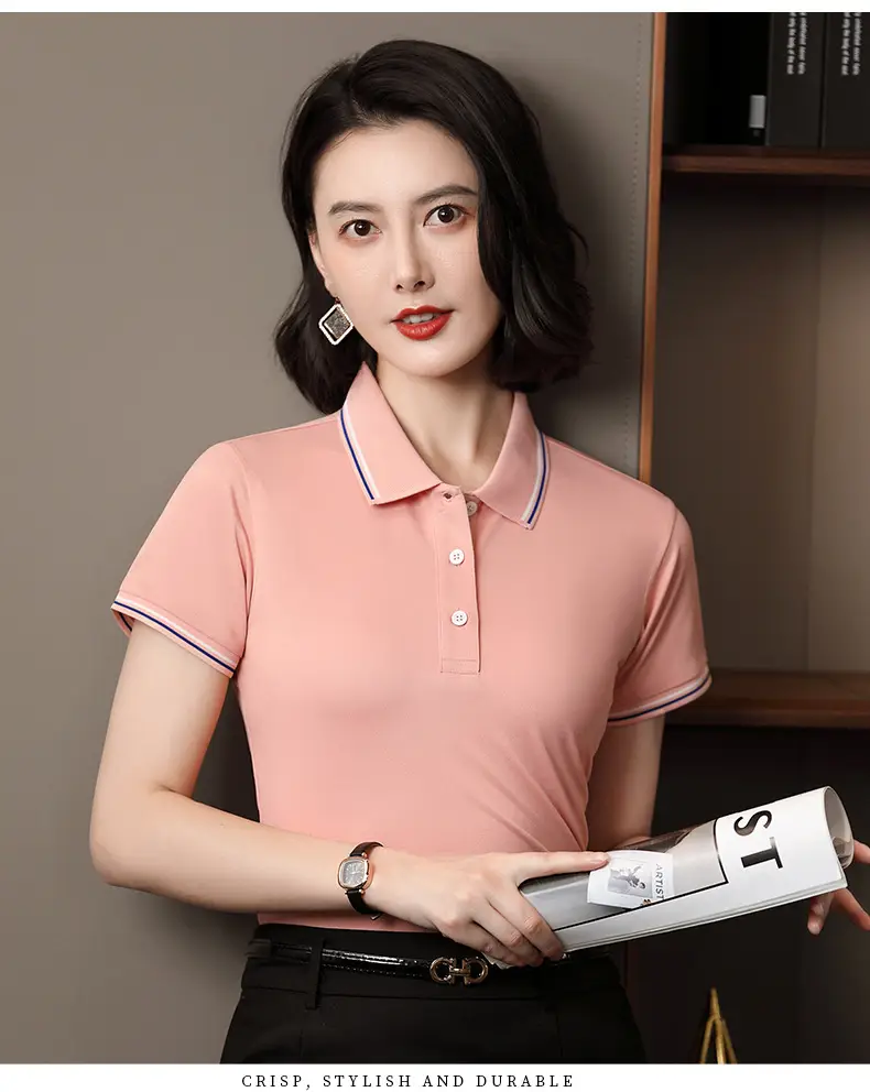 Men & Women Blue Polo Shirt with Logo Print — feature 23