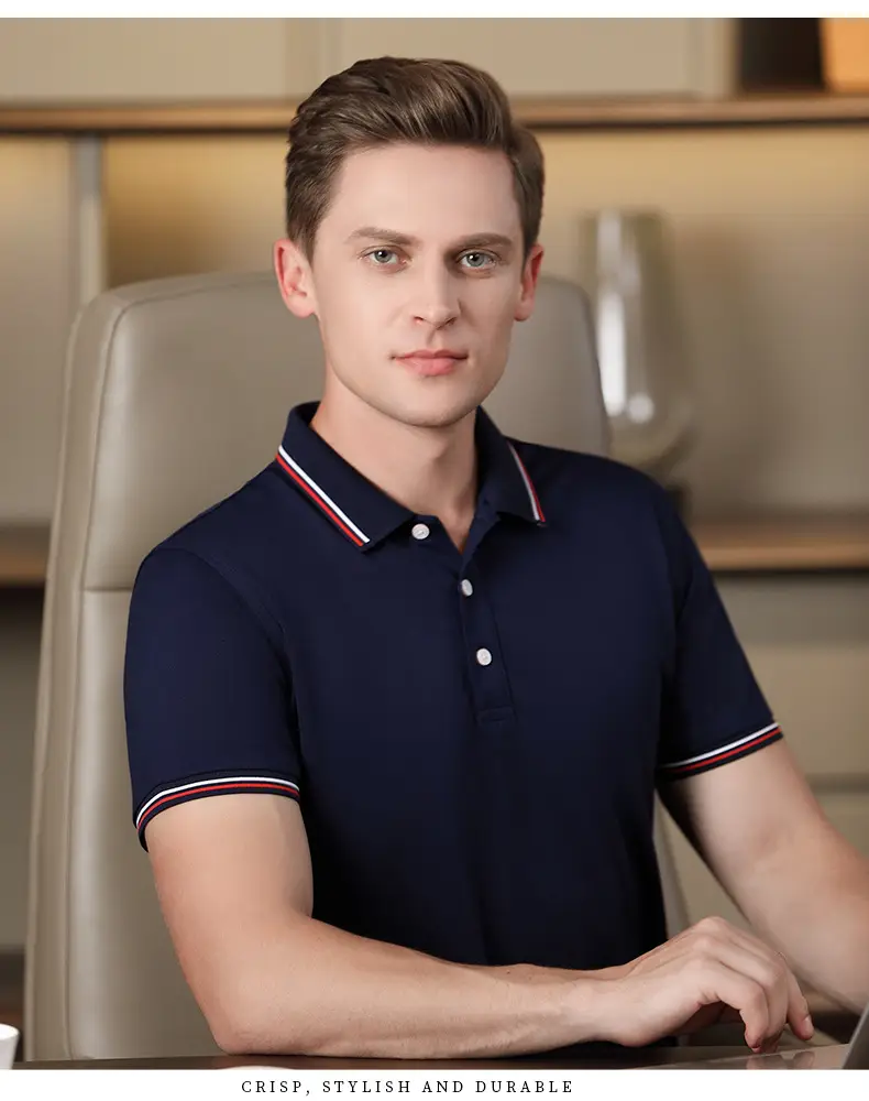 Men & Women Blue Polo Shirt with Logo Print — feature 25
