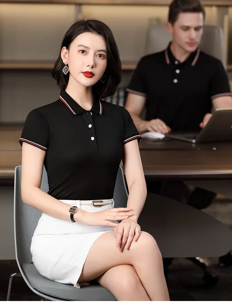 Men & Women Blue Polo Shirt with Logo Print — feature 27