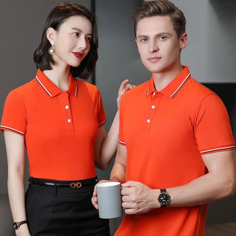 Men & Women Blue Polo Shirt with Logo Print - Image 8