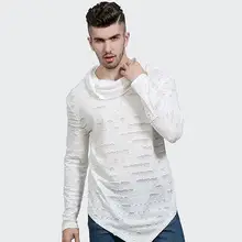 Men Long Sleeve T-Shirt Blue Cotton Linen Round Neck — feature 10