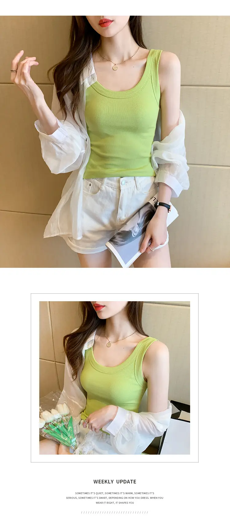 2025 Summer Camisole Women's Light Blue Slim Fit — feature 14