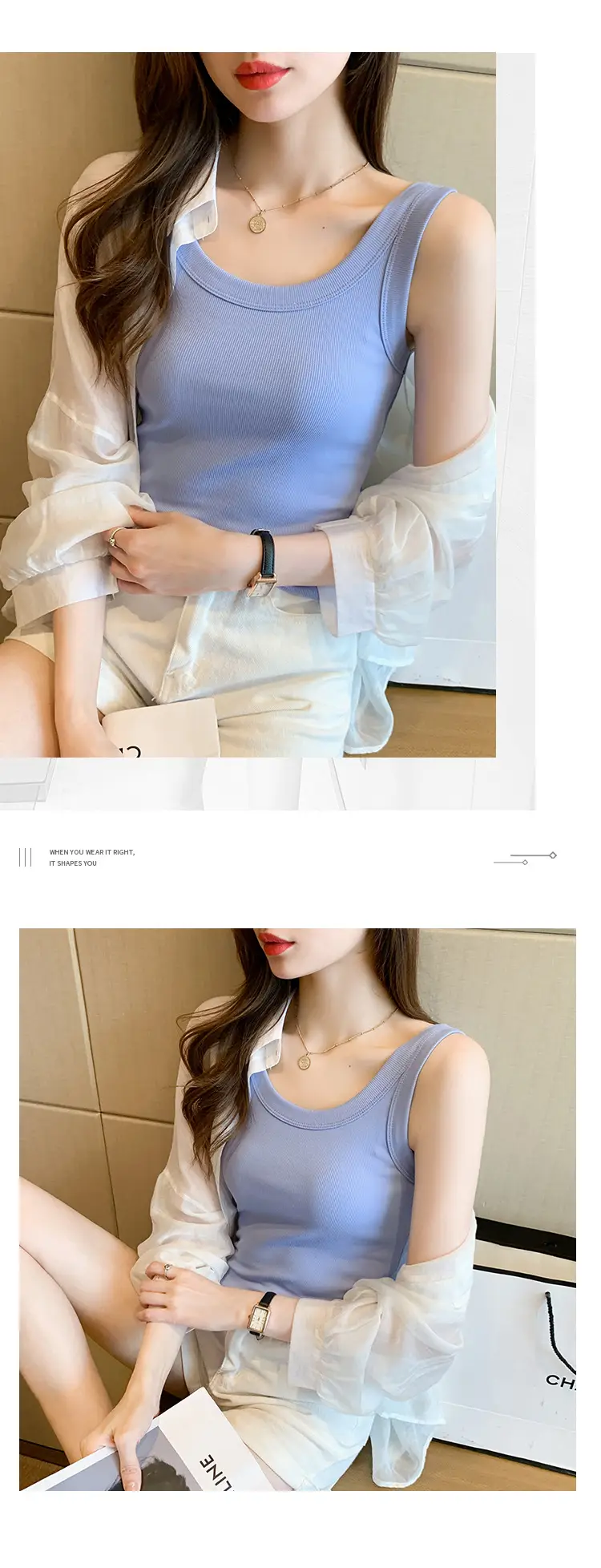 2025 Summer Camisole Women's Light Blue Slim Fit — feature 15