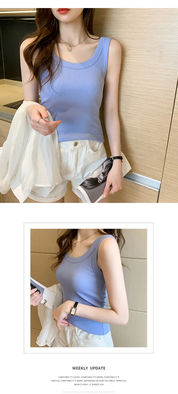 2025 Summer Camisole Women's Light Blue Slim Fit — feature 16