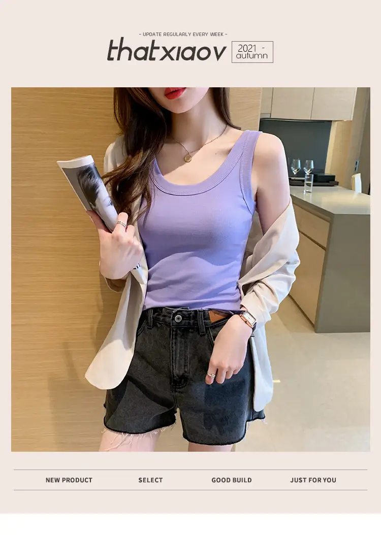 2025 Summer Camisole Women's Light Blue Slim Fit — feature 2