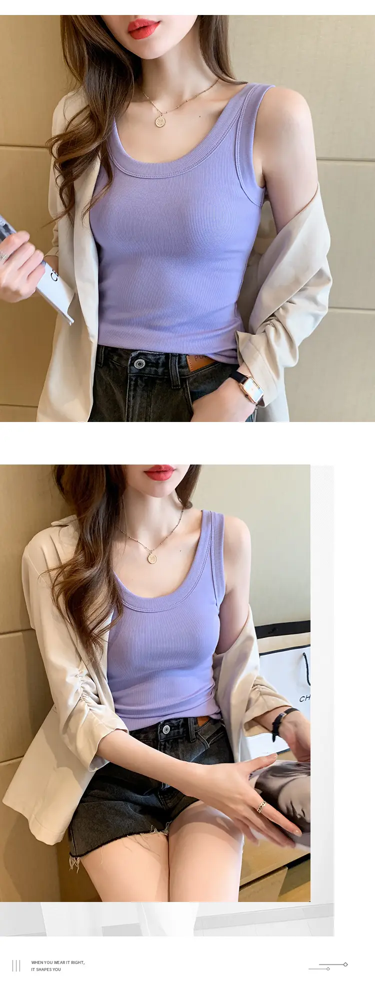 2025 Summer Camisole Women's Light Blue Slim Fit — feature 6