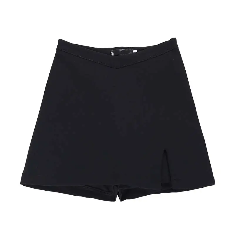 Black V-Neck Asymmetrical Shorts for Women - Image 7