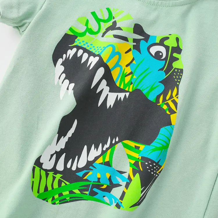 Kids T-Shirt Pure Cotton Mint Green Short Sleeve - Image 3