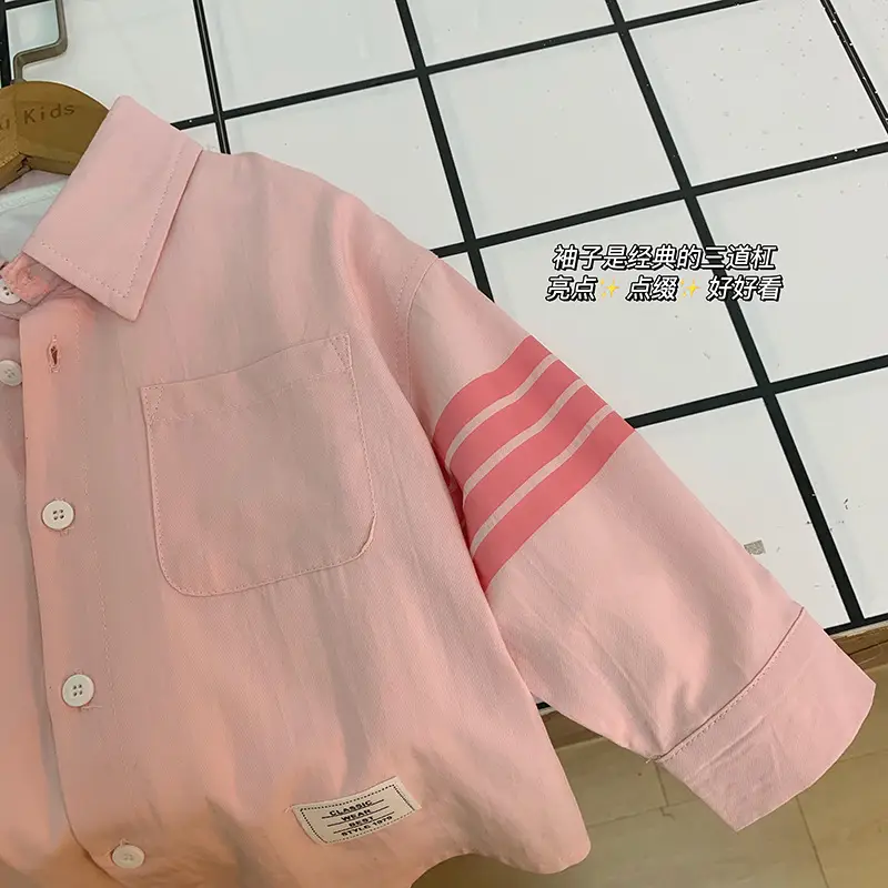 Pink Bar Striped Long Sleeve Shirt for Men - Image 5