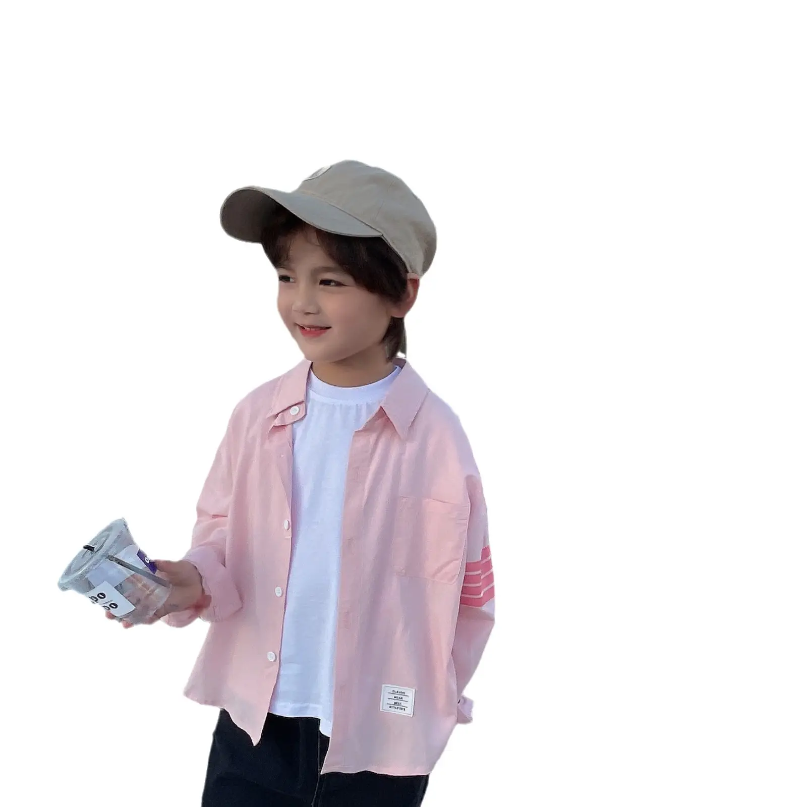 Pink Bar Striped Long Sleeve Shirt for Men - Image 6