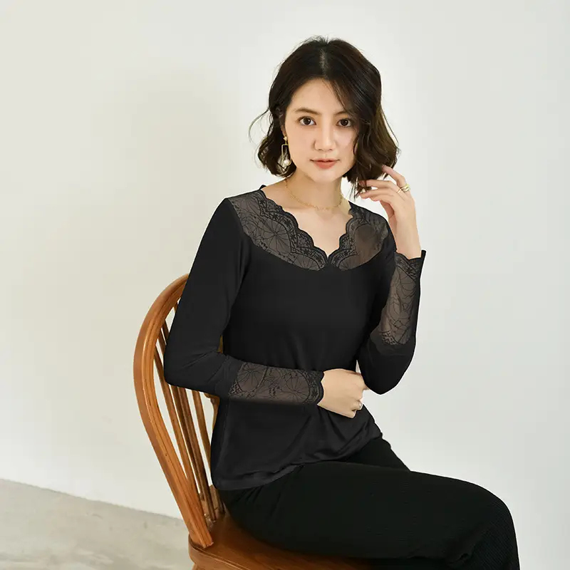 White Lace Long Sleeve Slim Fit Shirt - Image 5