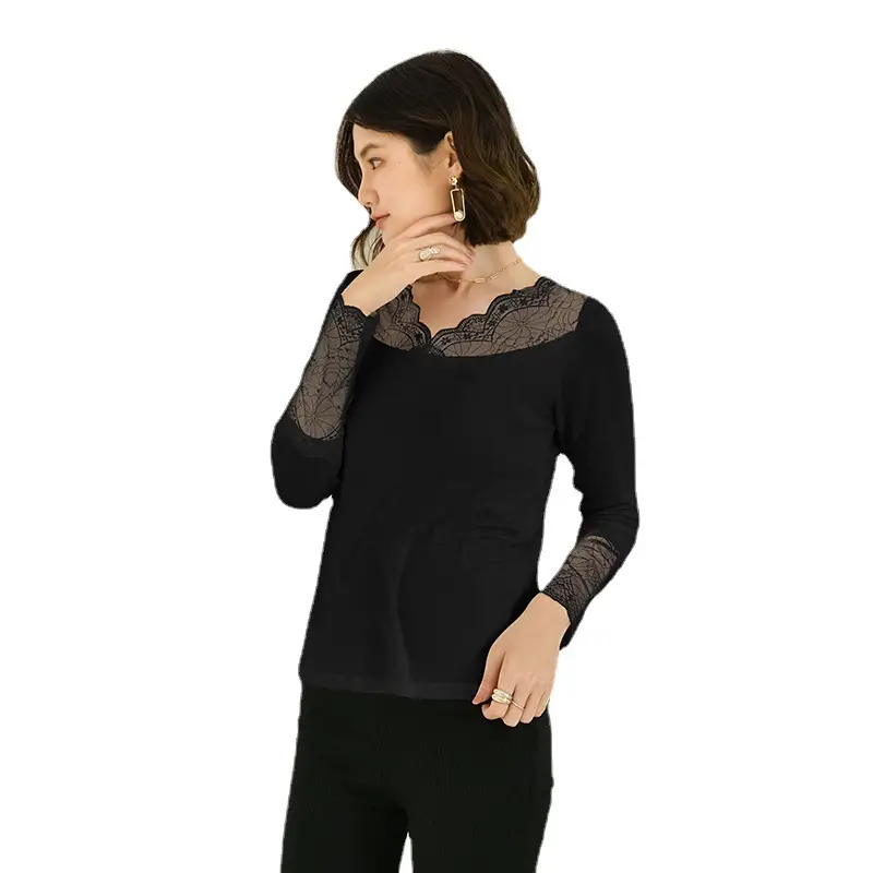 White Lace Long Sleeve Slim Fit Shirt - Image 7