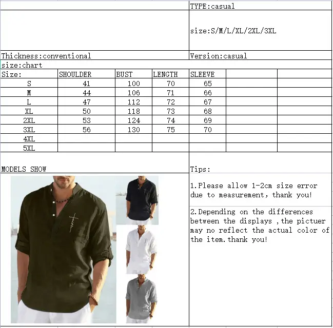 Men's White Cross Border Long Sleeve Shirts Large — feature 2