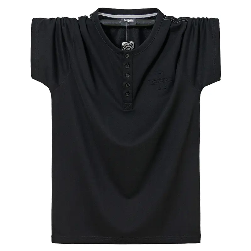 Men Blue Open Button T-Shirt Korean Style Slim Fit - Image 2