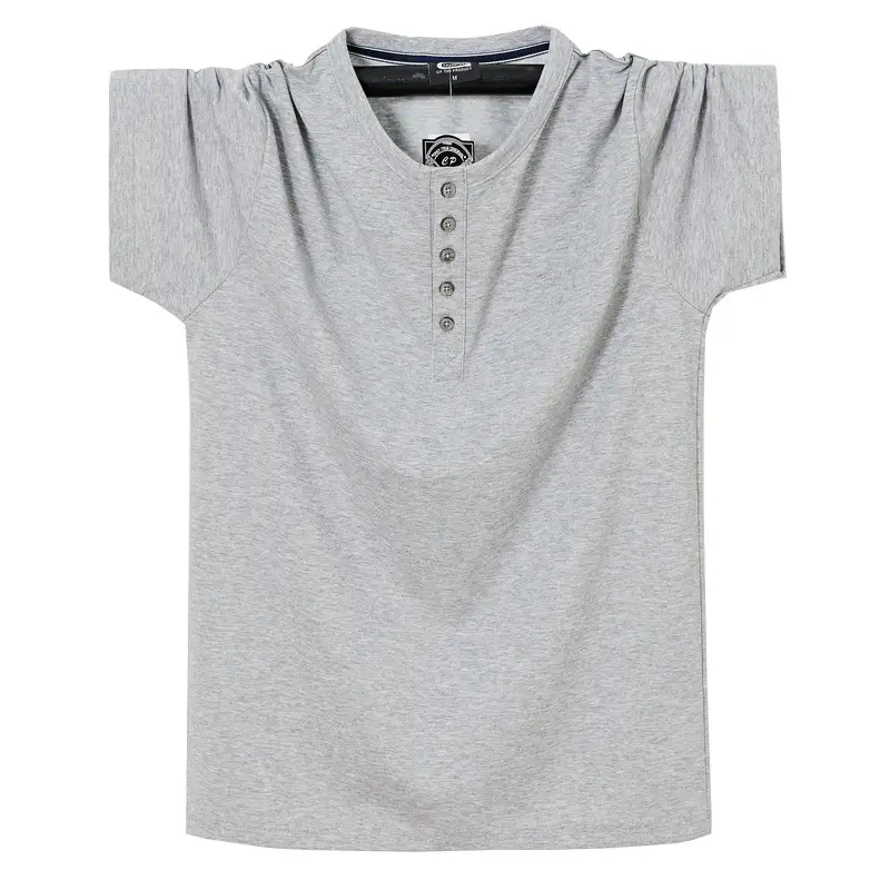 Men Blue Open Button T-Shirt Korean Style Slim Fit - Image 3
