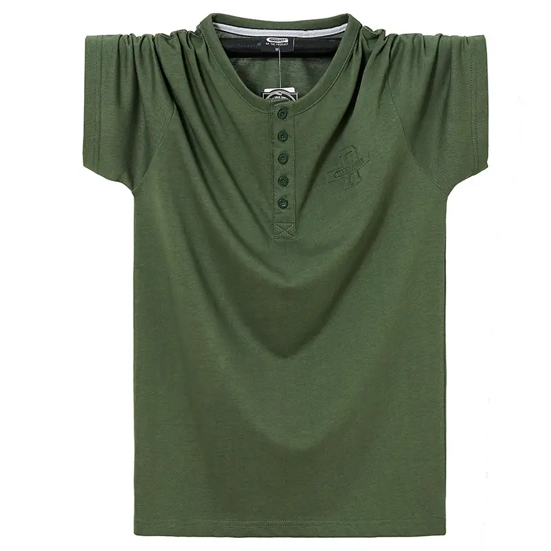 Men Blue Open Button T-Shirt Korean Style Slim Fit - Image 6