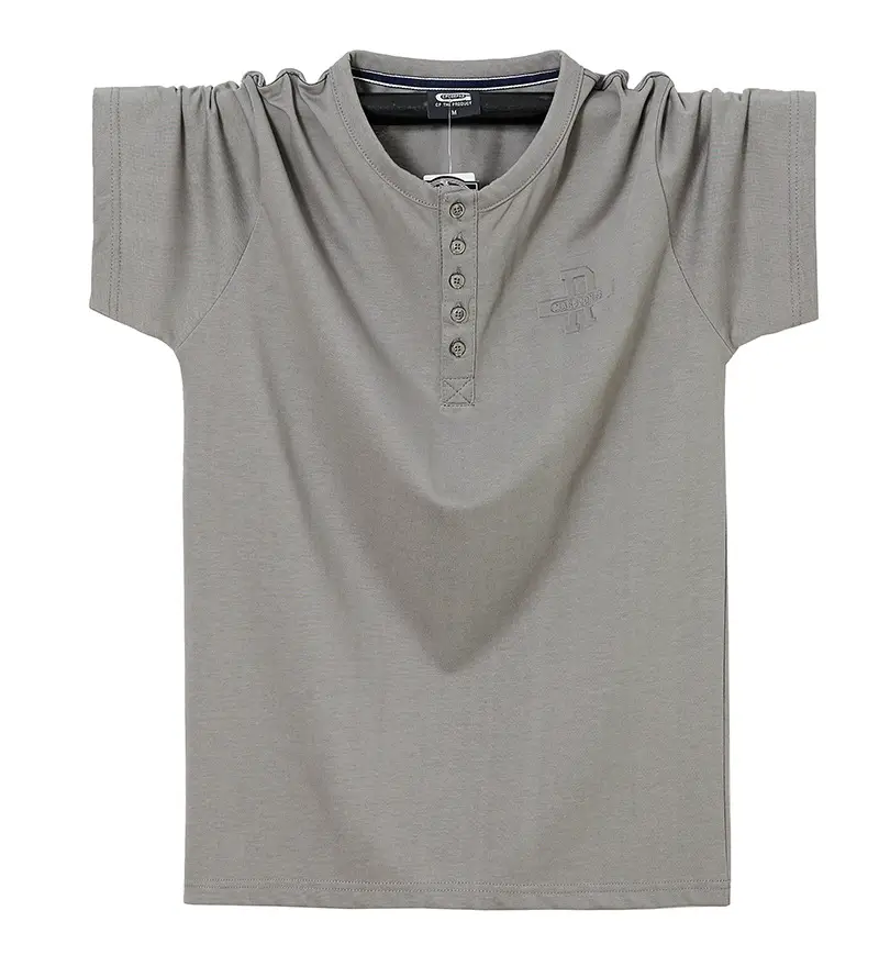 Men Blue Open Button T-Shirt Korean Style Slim Fit - Image 7